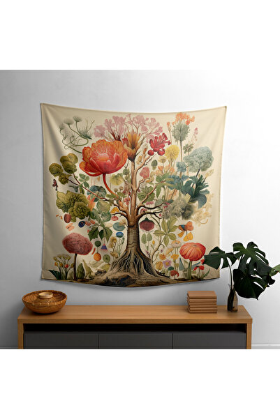 PaintedAnarchy Botanical Tree of Life Wall Covering - Vibrant Colors, Ranforc...