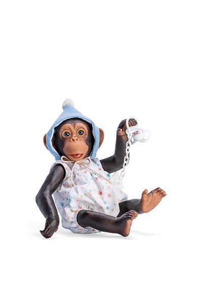 Asivil S.L. Reborn Monkey with Diaper, Costume with Blue Bonnet and Pacifier