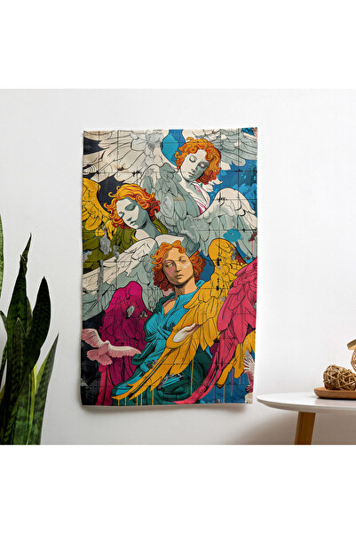 PaintedAnarchy غطاء حائط Comic Angels - قماش Ranforce، ألوان نابضة بالحياة، ط...