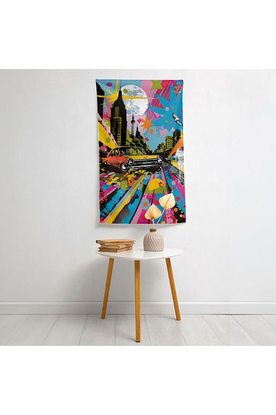 PaintedAnarchy Popart Style Canvas Print Wall Drape - Vibrant Fabric for Bedroom, Living Room, and Dorm