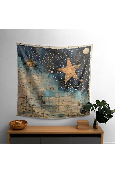 PaintedAnarchy Vintage Star Map - Modern Art Decorative Fabric Wall Covering
