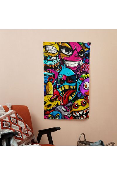 PaintedAnarchy Popart Style Canvas Print Wall Cloth - Sublimation Printed Vibrant Ranforce Fabric - Lightweight