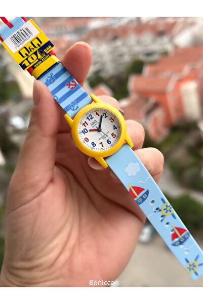Q&Q 10 Atm, 2 Years Warranty, Blue Silicone Cord, Boy's Wristwatch Suitable for Pool and Sea Use