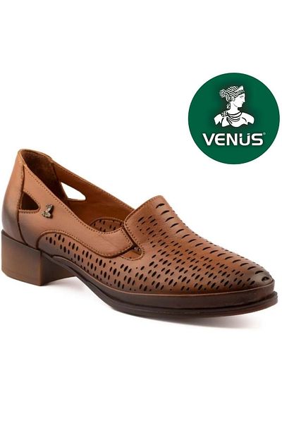 Kids Club Shoes Комфортни ортопедични дамски обувки - Venus Vela от естествена кожа, нисък ток в кафяво