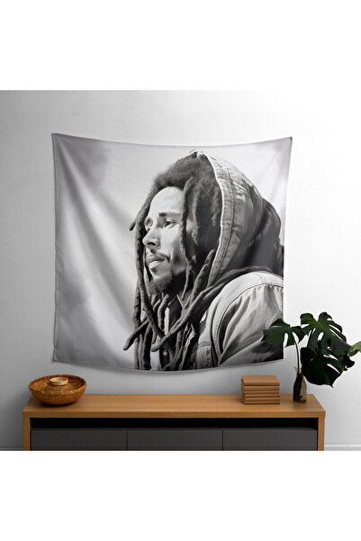 PaintedAnarchy Soulful Bob Marley Black and White Wall Cloth - 100% Cotton Ba...