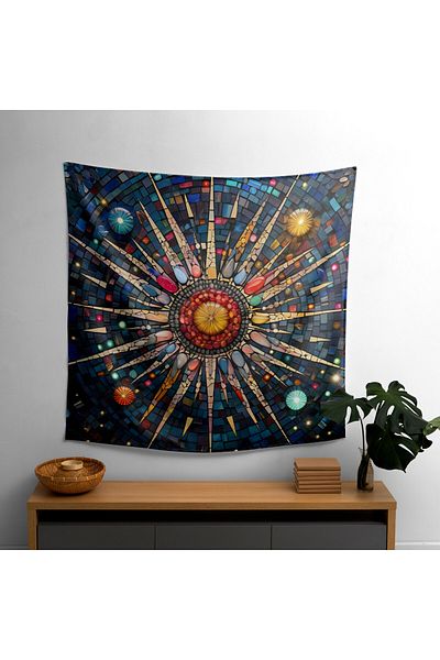 PaintedAnarchy Modern Decorative Stained Glass Star Map Wall Covering 100% Cotton Backed Vibrant Colors