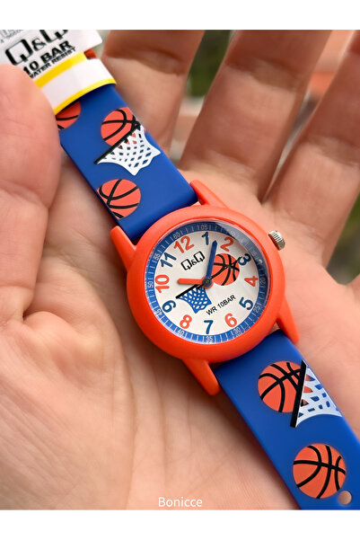 Q&Q 10 Atm, 2 Years Warranty, Orange Silicone Cord Pool Sea Use Suitable Boy's Wristwatch
