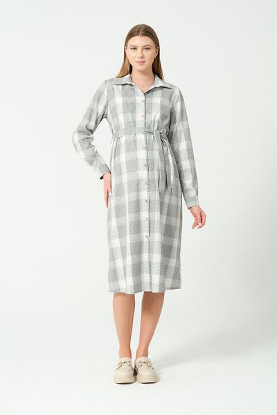 BUSA Maternity Buttoned Long Sleeve Midi Dress Black