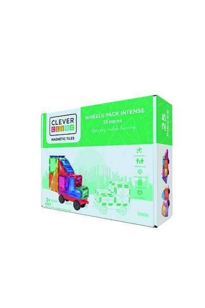 Clicstoys Magnetic building game with 25-piece wheel set, Cleverclixx