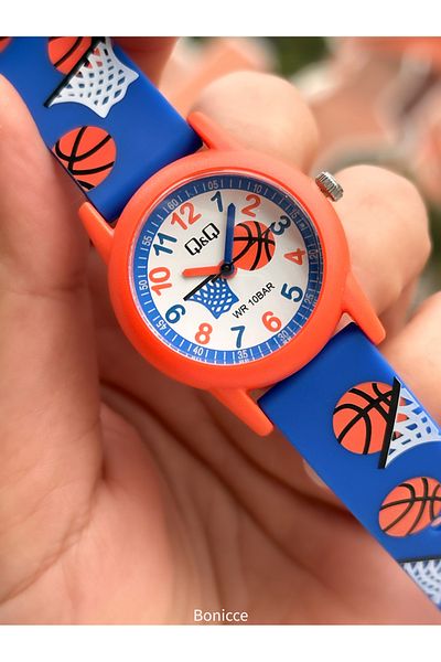 Q&Q 10 Atm, 2 Years Warranty, Orange Silicone Cord Pool Sea Use Suitable Boy's Wristwatch