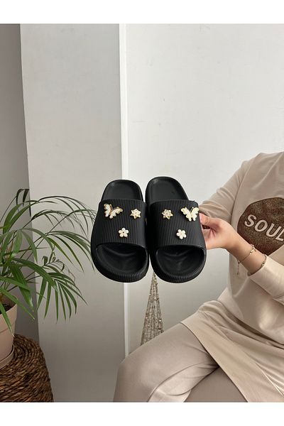 Behtah Kundura 6 Stone Design elegant Față deschisă Plajă Piscina Grădină Mare Vară Papuci de zi cu talpă moale și groasă
