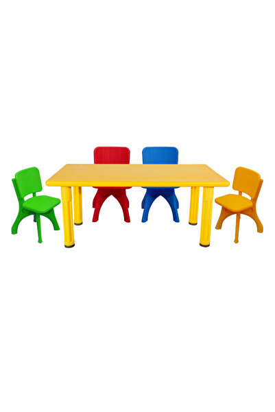 MUPARK Anaokulu - Kreş - Aktivite Masası - 4 Adet Sandalye Set - Çocuk Sandal...