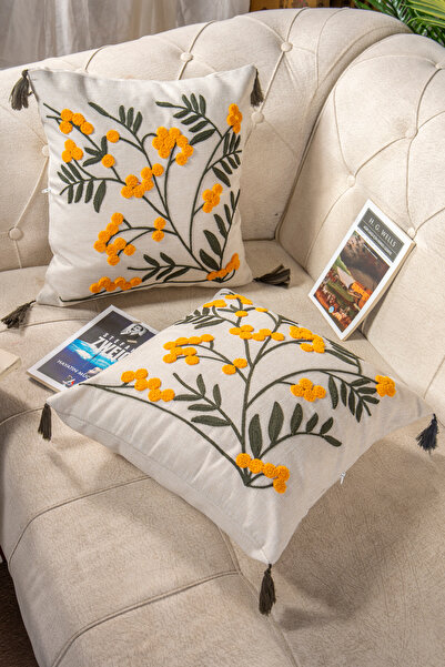 Bade Design 2'li Punç Kırlent ,Dekoratif, Yastık Kılıfı Çok Tercih Edilen (KETEN KUMAŞ) KİTAP HEDİYELİ