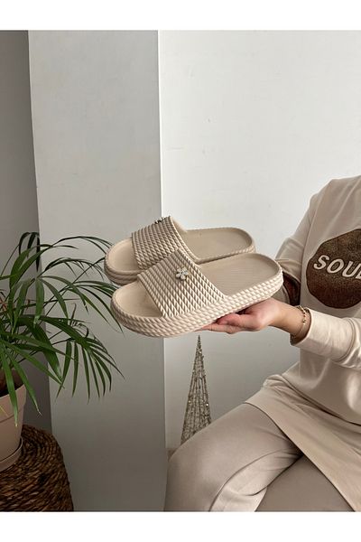 Behtah Kundura 2 Stones Stylish Design Open Front Beach Pool Garden Sea Summer Soft Thick Sole Daily Slippers
