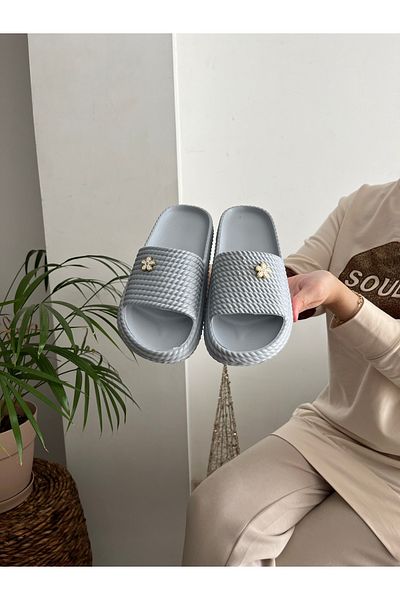 Behtah Kundura 2 Stones Κομψό Σχέδιο Ανοιχτό Μπροστινό Παραλία Πισίνα Κήπος Θάλασσα Καλοκαιρινή μαλακή χοντρή σόλα καθημερινή παντόφλα