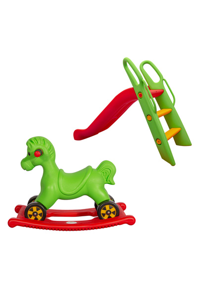 Genel Markalar Kaydırak - Sallanan At Oyun Seti - Çocuk Oyun Alanı - Aktivite - Tekerlekli Sallanan At 2 Fonksiyon