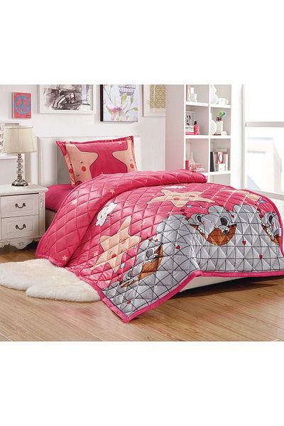 Sleep Night Kids Velvet Comforter Set 3 Pcs Single Size 150 X 200 Cm with bed sheet and pillow case