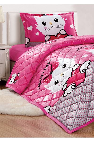 Sleep Night Kids Velvet Comforter Set 3 Pcs Single Size 150 X 200 Cm with bed sheet and pillow case