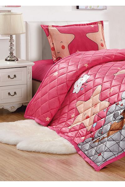 Sleep Night Kids Velvet Comforter Set 3 Pcs Single Size 150 X 200 Cm with bed sheet and pillow case
