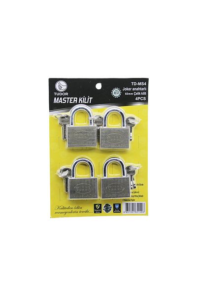 Mu Art Ahşap Tudor Td-Ms4 Master 4Pcs Joker Keyed = Single Keyed 4 Lock Open 60mm - Gray Short Hook Steel