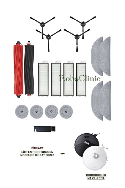 Roboclinic Roborock S8 MaxV Ultra compatibil cu perie, filtru Hepa, mop, set ...