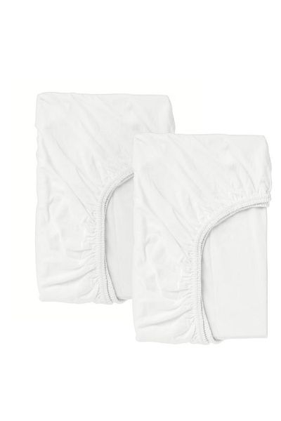 IKEA LEN Fitted Cot Sheets – 60x120 cm, 100% Cotton, White (2-Pack)
