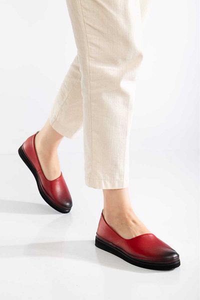 AYAKKABİSEPETİ Red Orthopedic Comfort Genuine Leather Shoes