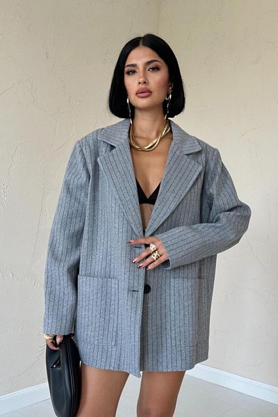 Miracle Omni Gray Striped Oversize Jacket