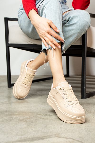 İmerShoes Casual Women's Sneaker Sports Shoes Patterned Lightweight High Sole Lace-up 001