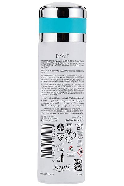sapil Rave for Men 200ml Deo