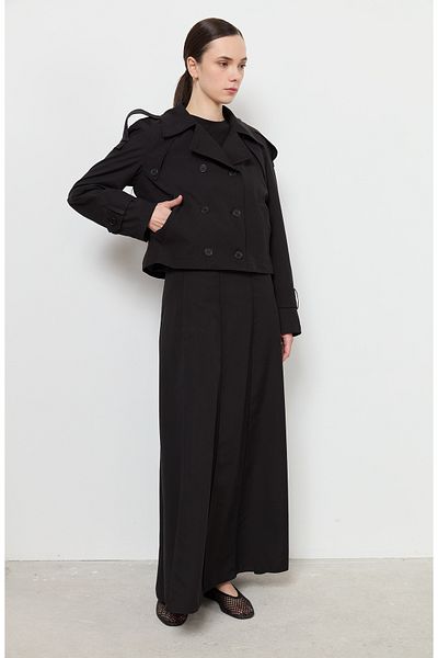 Fatma Atasoy Oversize Black Short Trench Coat