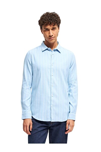 The Bear House Men's Cotton Shirt Light blue Colour Long Sleeves Casual & For...