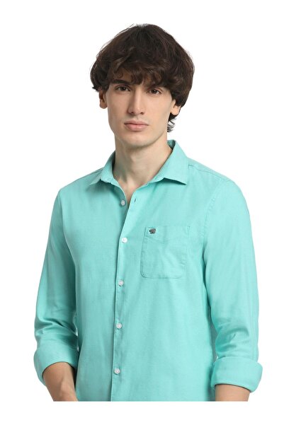 The Bear House Men's Regular Fit Cotton Shirt Green Long Sleeves Casual & For...