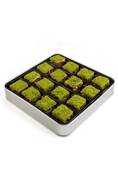 Hacı Şerif Chocolate Bundle Turkish Delight with Pistachio Inside and Outside (Metal Box)