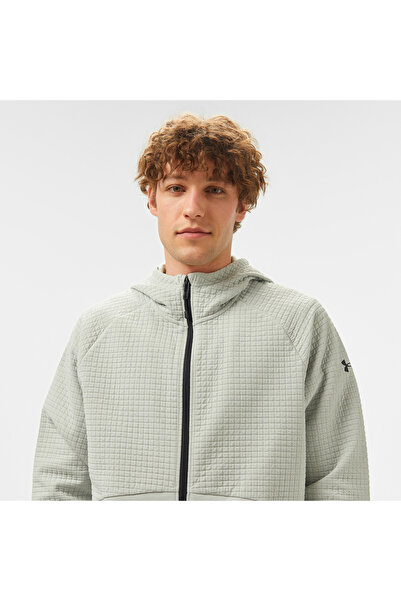 Under Armour Unstoppable Fleece Grid Full Zipped Erkek Gri Sweatshirt