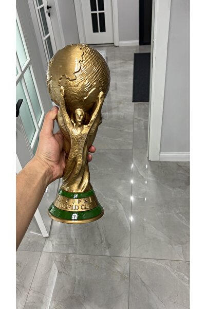 Modeltek Kişiye Özel İsim Baskılı 35 Cm Boy Fifa Dünya Kupası Gold Kaplama Me...
