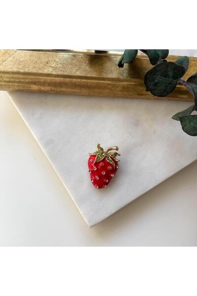 Alice İsstanbul Taşlı Çilek Broş