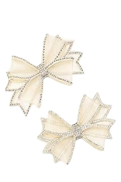 Moda Değirmeni Fiyonk Ten Tül/taşlı Çift Çanta Ve Ayakkabı Süs Fiyonk