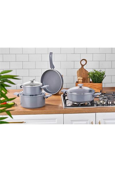Bonera Atlas 7-Piece Ultra Crystal Ceramic Pot & Pan Set