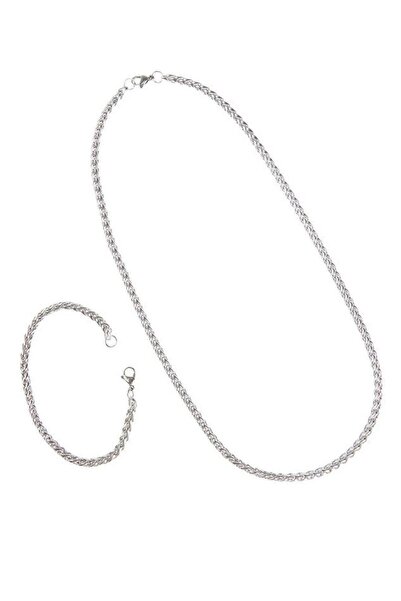 Janti JTAW24KBK1385 حافة الرجال كومبين الصلب قلادة سوار الفولاذ المقاوم للصدأ...