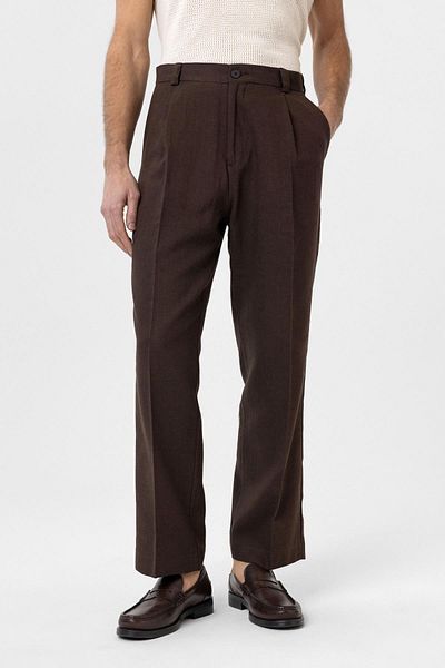 Antioch Brown High Waist Linen Blended Men's Trousers