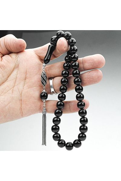 Skygo Oltu Stone Unprocessed Silver Tasseled Globe Rosary