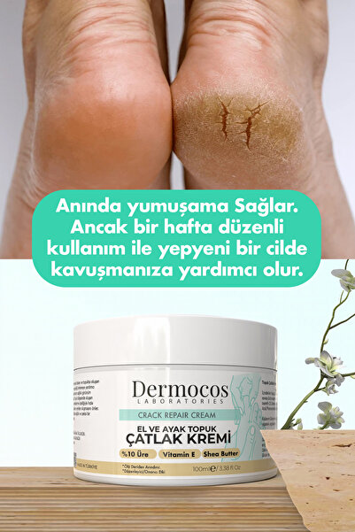 Dermocos El, Ayak ve Topuk Çatlak Kremi 100ml – %10 Üre Yoğun Nemlendirici Onarıcı ve Yumuşatıcı Bakım