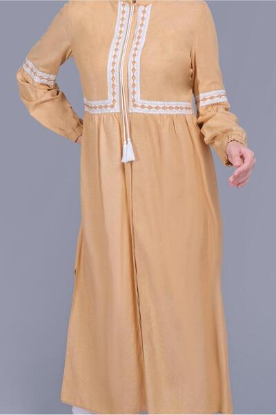 Alvina Embroidered Lace-Up Linen Tunic 40779