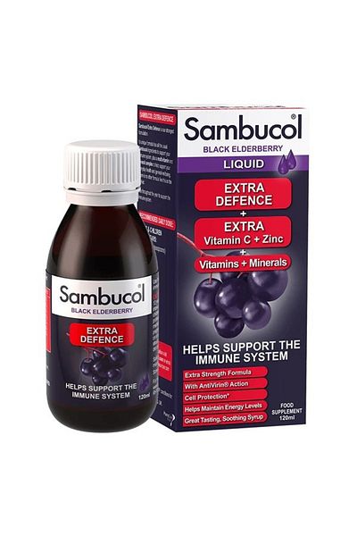 Sambucol , Black Elderberry, Extra Defence, Extra Vitamin C And Zinc, Syrup (120 ML)