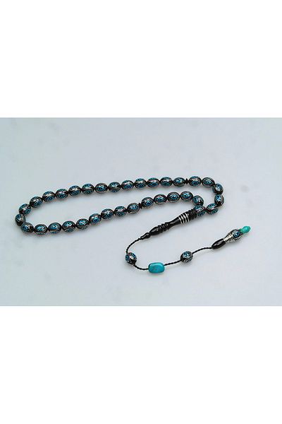 Skygo Oltu Stone and Turquoise Enameled Drop Rosary