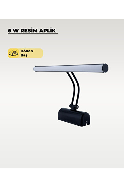 AC AYDINLATMA 6W Siyah Flüt Aplik 6500K (Beyaz Işık)
