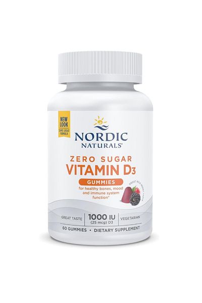 Nordic Naturals Zero Sugar Vitamin D3 1000iu Gummies, Wild Berry Flavour