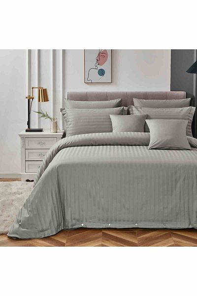 Alhabib bedding Nadaf Hotel Bedspread Double Cotton Gray 250 Thread Count 7 Pieces