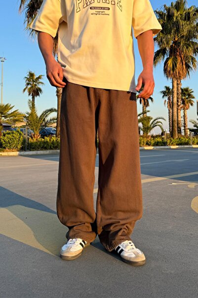 Flaw Wear Hlače širokog kroja sa elastičnim strukom, braon